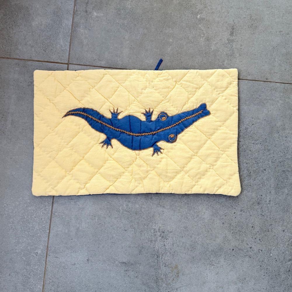 The Company Store Alligator Pillow Sham Kids OS Yellow Blue‎ Excellent Quilted